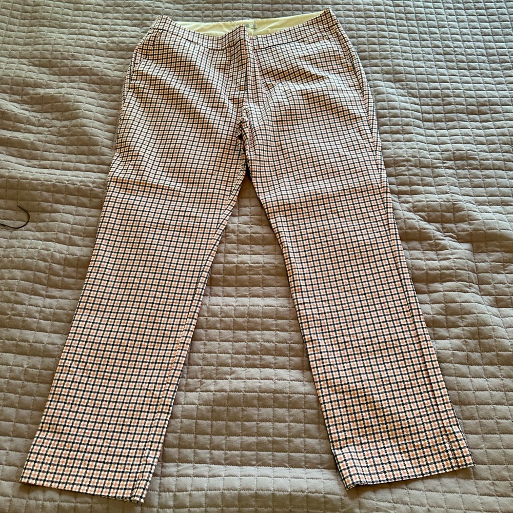 Boden Navy and Pink Plaid Trouser Pants